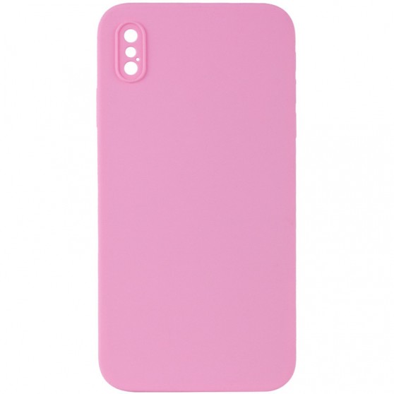 Silicone Case Square Full Camera Protective (AA) NOLOGO для Apple iPhone X / XS (5.8") Розовый / Light pink