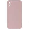 Silicone Case Square Full Camera Protective (AA) NOLOGO для Apple iPhone X / XS (5.8") Рожевий / Pink Sand