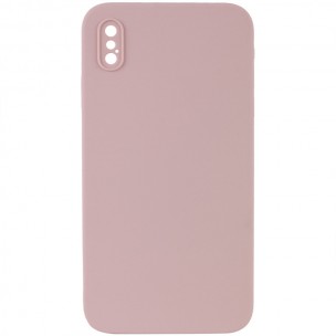 Silicone Case Square Full Camera Protective (AA) NOLOGO для Apple iPhone X / XS (5.8") Рожевий / Pink Sand