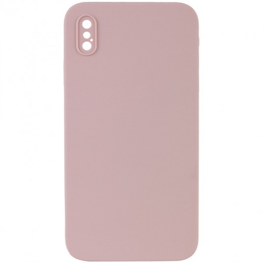 Silicone Case Square Full Camera Protective (AA) NOLOGO для Apple iPhone X / XS (5.8") Рожевий / Pink Sand