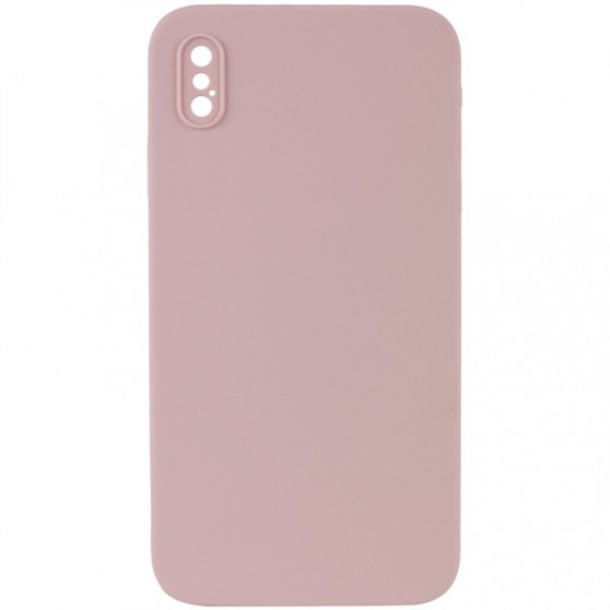 Silicone Case Square Full Camera Protective (AA) NOLOGO для Apple iPhone X / XS (5.8") Розовый / Pink Sand