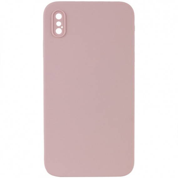 Silicone Case Square Full Camera Protective (AA) NOLOGO для Apple iPhone X / XS (5.8") Рожевий / Pink Sand