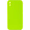 Silicone Case Square Full Camera Protective (AA) NOLOGO для Apple iPhone X / XS (5.8") Салатовий / Neon green