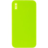 Чохол Silicone Case Square Full Camera Protective (AA) NOLOGO для Apple iPhone X / XS (5.8") Салатовий / Neon green