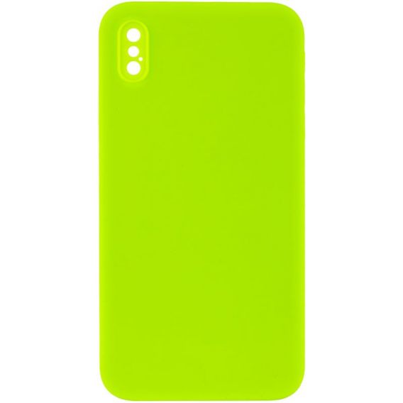 Silicone Case Square Full Camera Protective (AA) NOLOGO для Apple iPhone X / XS (5.8") Салатовий / Neon green