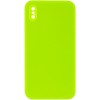 Silicone Case Square Full Camera Protective (AA) NOLOGO для Apple iPhone X / XS (5.8") Салатовий / Neon green