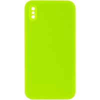 Чохол Silicone Case Square Full Camera Protective (AA) NOLOGO для Apple iPhone X / XS (5.8") Салатовий / Neon green