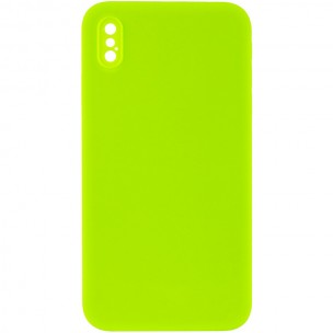 Чохол Silicone Case Square Full Camera Protective (AA) NOLOGO для Apple iPhone X / XS (5.8") Салатовий / Neon green