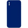 Silicone Case Square Full Camera Protective (AA) NOLOGO для Apple iPhone X / XS (5.8") Синій / Deep navy