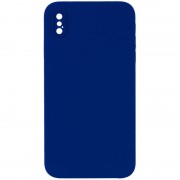 Silicone Case Square Full Camera Protective (AA) NOLOGO для Apple iPhone X / XS (5.8") Синий / Deep navy