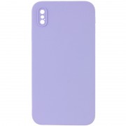Silicone Case Square Full Camera Protective (AA) NOLOGO для Apple iPhone X / XS (5.8") Бузковий / Dasheen