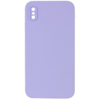 Silicone Case Square Full Camera Protective (AA) NOLOGO для Apple iPhone X / XS (5.8") Бузковий / Dasheen