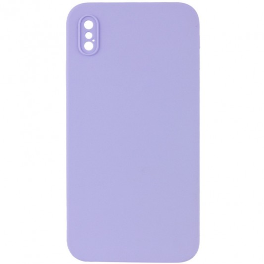 Silicone Case Square Full Camera Protective (AA) NOLOGO для Apple iPhone X / XS (5.8") Бузковий / Dasheen