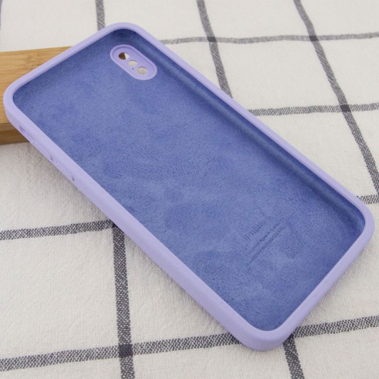 Silicone Case Square Full Camera Protective (AA) NOLOGO для Apple iPhone X / XS (5.8") Бузковий / Dasheen - зображення 1 