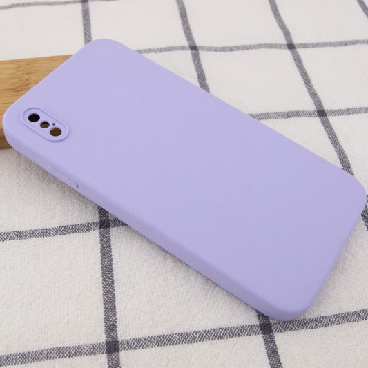 Silicone Case Square Full Camera Protective (AA) NOLOGO для Apple iPhone X / XS (5.8") Бузковий / Dasheen - зображення 2 
