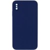 Silicone Case Square Full Camera Protective (AA) NOLOGO для Apple iPhone X / XS (5.8") Темно-синій / Midnight blue