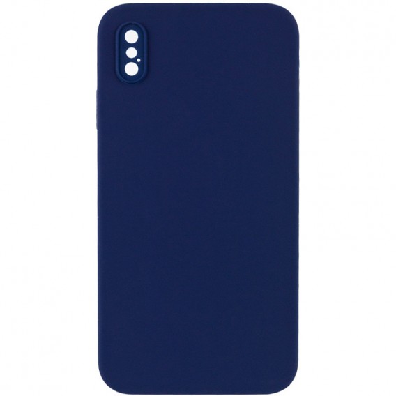 Silicone Case Square Full Camera Protective (AA) NOLOGO для Apple iPhone X / XS (5.8") Темно-синій / Midnight blue