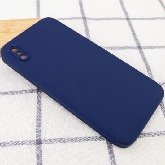 Silicone Case Square Full Camera Protective (AA) NOLOGO для Apple iPhone X / XS (5.8") Темно-синій / Midnight blue - зображення 1 