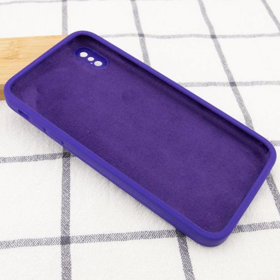 Silicone Case Square Full Camera Protective (AA) NOLOGO для Apple iPhone X / XS (5.8") Фіолетовий / Ultra Violet