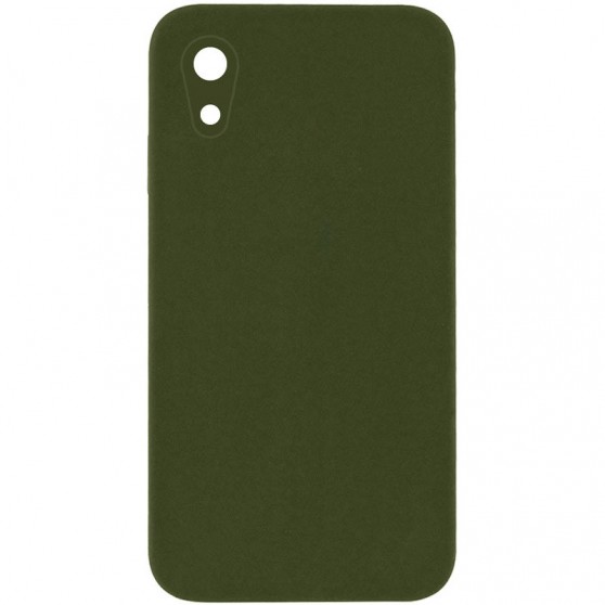 Silicone Case Square Full Camera Protective (AA) NOLOGO для Apple iPhone XR (6.1") Зеленый / Dark Olive
