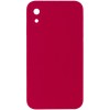 Silicone Case Square Full Camera Protective (AA) NOLOGO для Apple iPhone XR (6.1") Червоний / Rose Red