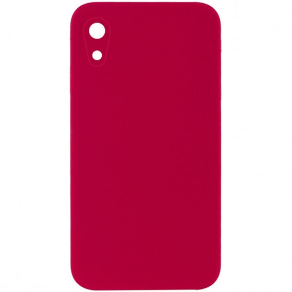 Silicone Case Square Full Camera Protective (AA) NOLOGO для Apple iPhone XR (6.1") Червоний / Rose Red