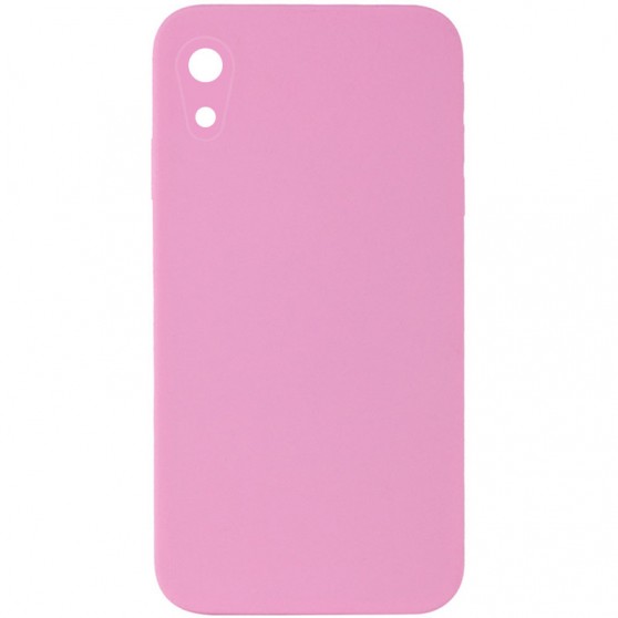 Silicone Case Square Full Camera Protective (AA) NOLOGO для Apple iPhone XR (6.1") Розовый / Light pink