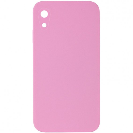 Silicone Case Square Full Camera Protective (AA) NOLOGO для Apple iPhone XR (6.1") Рожевий / Light pink