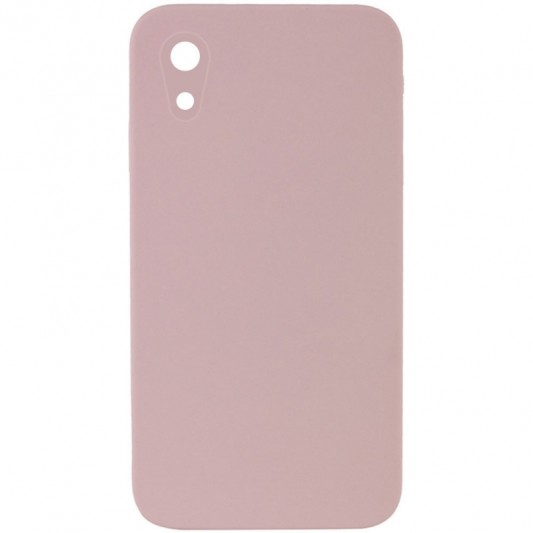 Silicone Case Square Full Camera Protective (AA) NOLOGO для Apple iPhone XR (6.1") Рожевий / Pink Sand