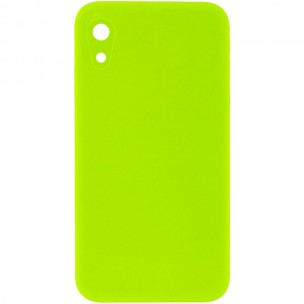 Silicone Case Square Full Camera Protective (AA) NOLOGO для Apple iPhone XR (6.1") Салатовий / Neon green