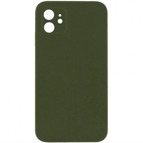 Silicone Case Square Full Camera Protective (AA) NOLOGO для Apple iPhone 11 (6.1") Зелений / Dark Olive
