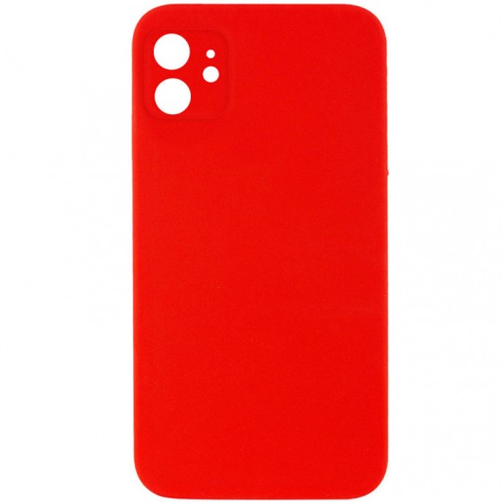 Silicone Case Square Full Camera Protective (AA) NOLOGO для Apple iPhone 11 (6.1") Червоний / Red