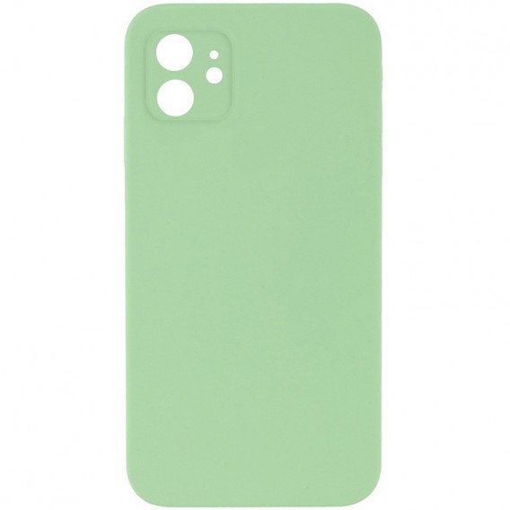 Silicone Case Square Full Camera Protective (AA) NOLOGO для Apple iPhone 11 (6.1") М'ятний / Mint