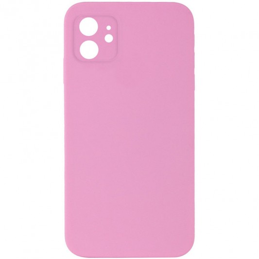 Silicone Case Square Full Camera Protective (AA) NOLOGO для Apple iPhone 11 (6.1") Розовый / Light pink