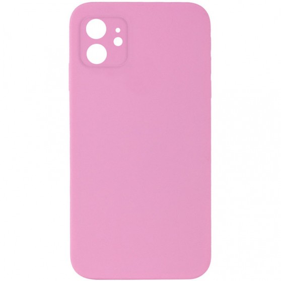 Silicone Case Square Full Camera Protective (AA) NOLOGO для Apple iPhone 11 (6.1") Розовый / Light pink