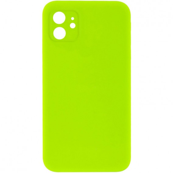 Silicone Case Square Full Camera Protective (AA) NOLOGO для Apple iPhone 11 (6.1") Салатовый / Neon green