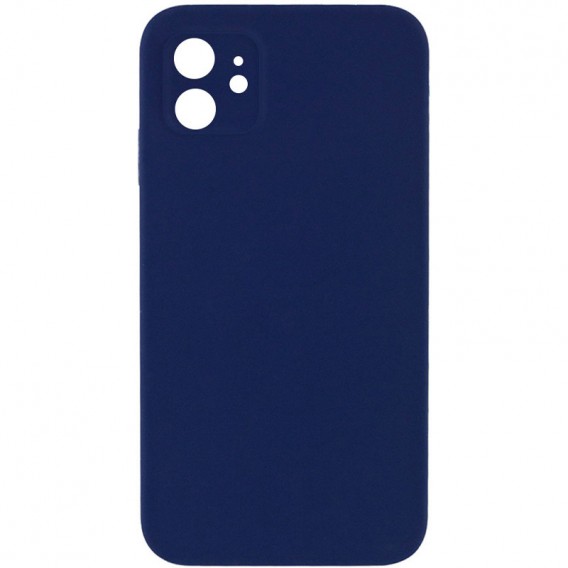 Silicone Case Square Full Camera Protective (AA) NOLOGO для Apple iPhone 11 (6.1") Темно-синій / Midnight blue