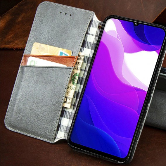 Кожаный чехол-книжка GETMAN Cubic (PU) для Xiaomi Redmi 9A Серый