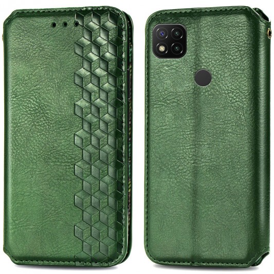 Кожаный чехол-книжка GETMAN Cubic (PU) для Xiaomi Redmi 9C Зеленый - изображение 4