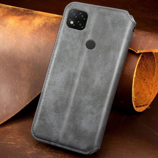 Кожаный чехол-книжка GETMAN Cubic (PU) для Xiaomi Redmi 9C Серый - изображение 4