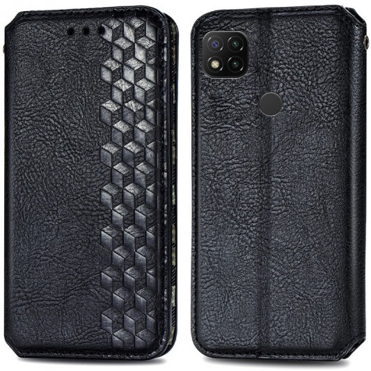 Кожаный чехол-книжка GETMAN Cubic (PU) для Xiaomi Redmi 9C Черный - изображение 3