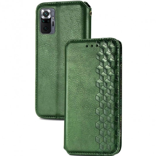 Кожаный чехол-книжка GETMAN Cubic (PU) для Xiaomi Redmi Note 10 Pro / 10 Pro Max Зеленый - изображение 2