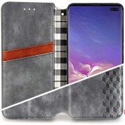 Кожаный чехол-книжка GETMAN Cubic (PU) для Xiaomi Redmi Note 10 Pro / 10 Pro Max Серый