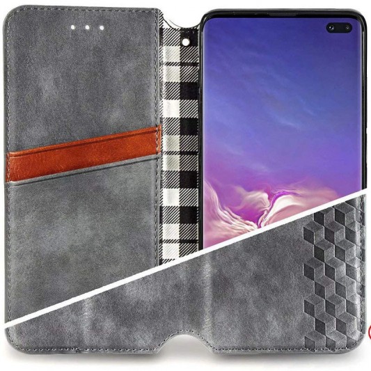 Кожаный чехол-книжка GETMAN Cubic (PU) для Xiaomi Redmi Note 10 Pro / 10 Pro Max Серый - изображение 2