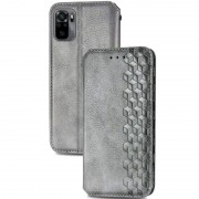 Кожаный чехол-книжка GETMAN Cubic (PU) для Xiaomi Redmi Note 10 Pro / 10 Pro Max Серый