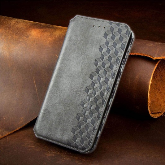 Кожаный чехол-книжка GETMAN Cubic (PU) для Xiaomi Redmi Note 10 Pro / 10 Pro Max Серый - изображение 4