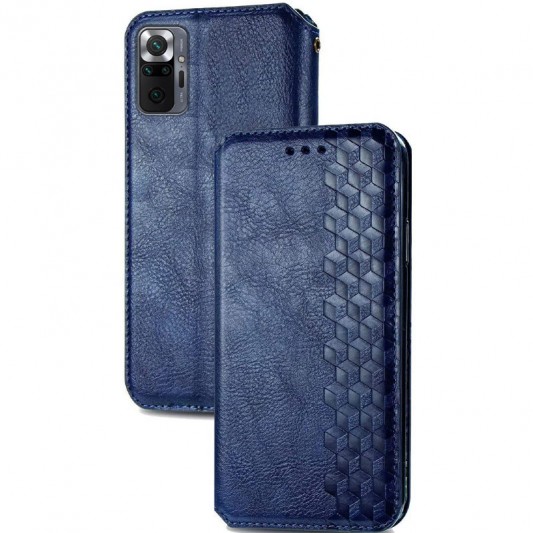 Кожаный чехол-книжка GETMAN Cubic (PU) для Xiaomi Redmi Note 10 Pro / 10 Pro Max Синий - изображение 3