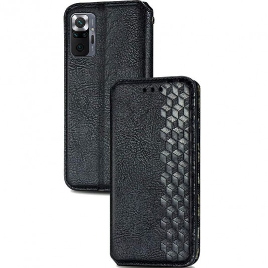 Кожаный чехол-книжка GETMAN Cubic (PU) для Xiaomi Redmi Note 10 Pro / 10 Pro Max Черный - изображение 3