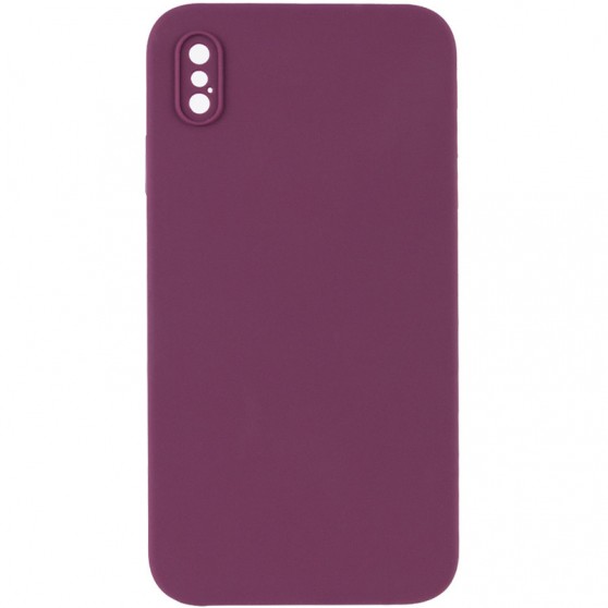 Silicone Case Square Full Camera Protective (AA) NOLOGO для Apple iPhone XS Max (6.5") Бордовый / Maroon