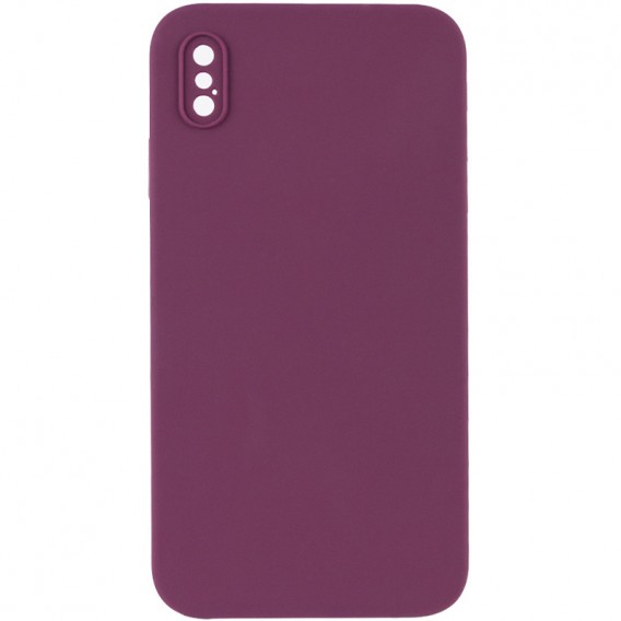 Silicone Case Square Full Camera Protective (AA) NOLOGO для Apple iPhone XS Max (6.5") Бордовий / Maroon